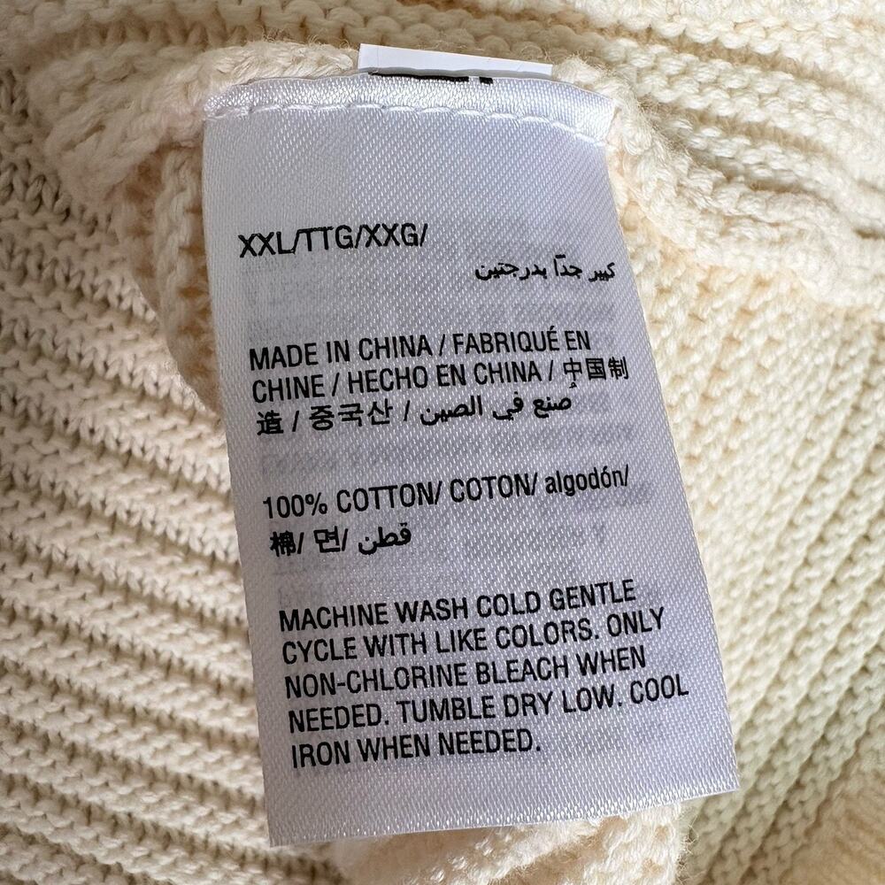 New CHARTER CLUB Cream Cotton Sweater XXL Slouchy Knit V-Neck Minimalist Neutral - Picture 7 of 10